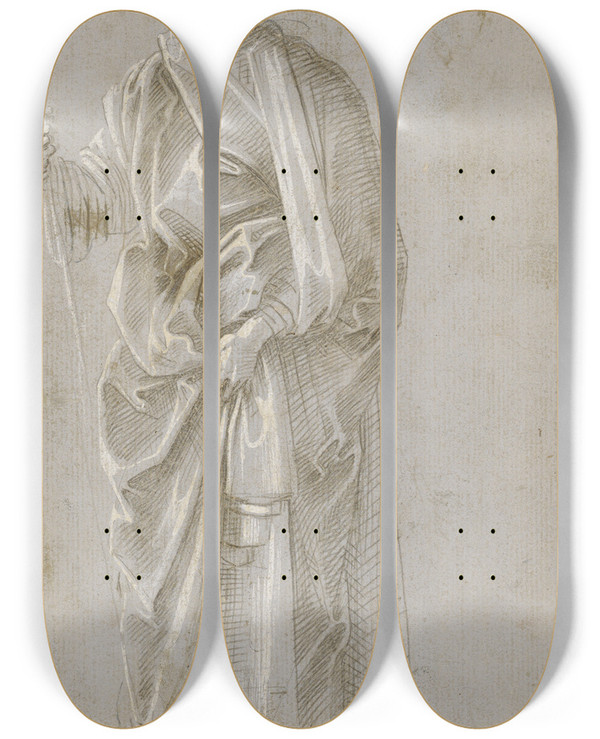 Triptych art skateboard deck of Filippino Lippi Standing Saint by Filippino Lippi (1457-1504)
