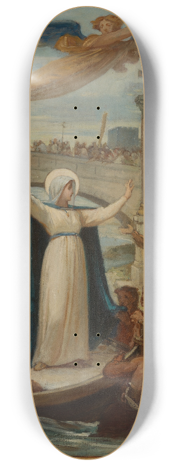 Flix-Joseph Barrias - Sainte Genevive ravitaille la Ville affame pendant le sige de Paris par Clovis 8.25 inch art skate deck
