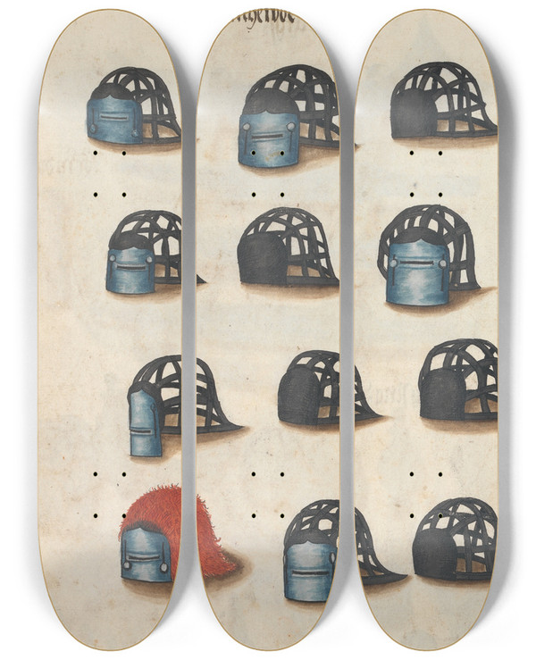 Triptych art skateboard deck of Jorg Kolderer Maximiliani Konig Zeughauss Pl52 by Jorg Kolderer (1465-1540)