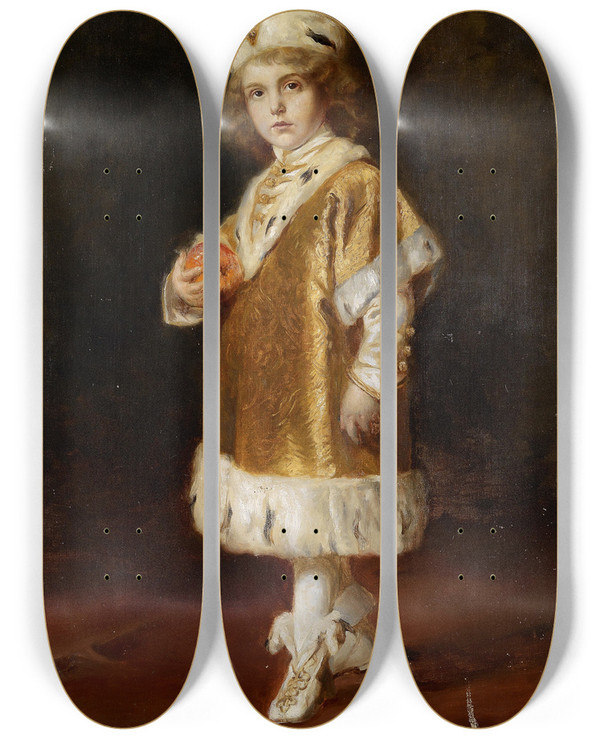 Triptych art skateboard deck of Gyula Benczr Kronprinz Otto by Gyula Benczur (1844-1920)