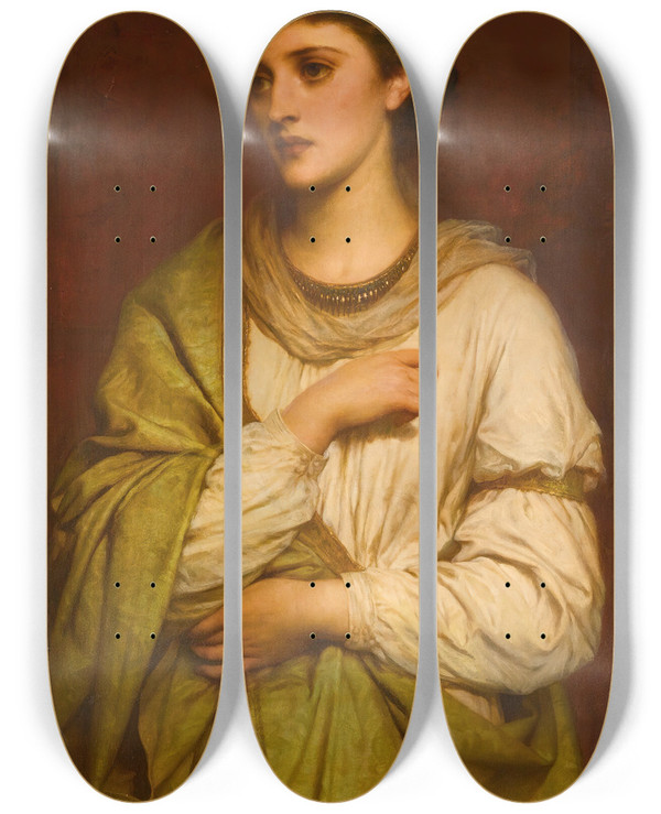 Triptych art skateboard deck of Thomas Francis Dicksee A Roman Maiden by Thomas Francis Dicksee (1819-1895)