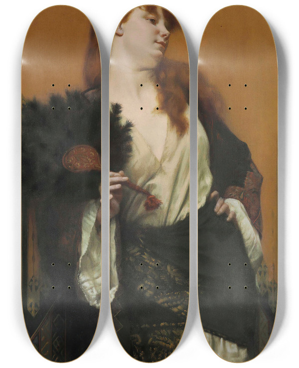 Triptych art skateboard deck of Gustave Boulanger Une Captive by Gustave Boulanger (1824-1888)