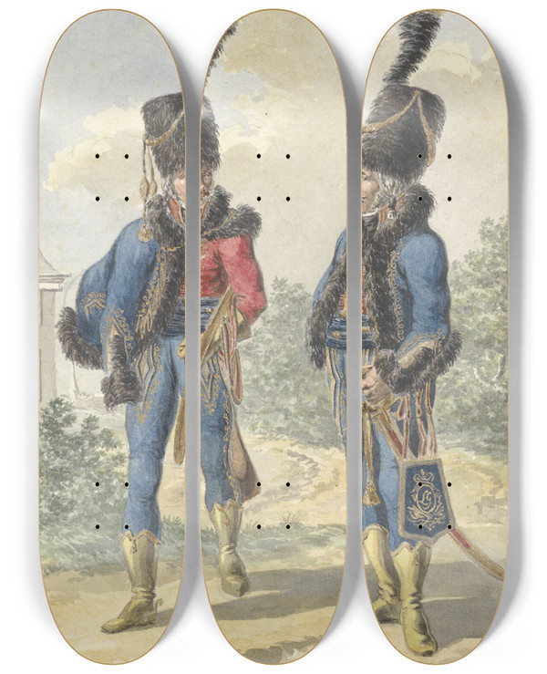 Triptych art skateboard deck of Jan Anthonie Langendijk Twee Staande Militairen_1 by Jan Anthonie Langendijk (19-)