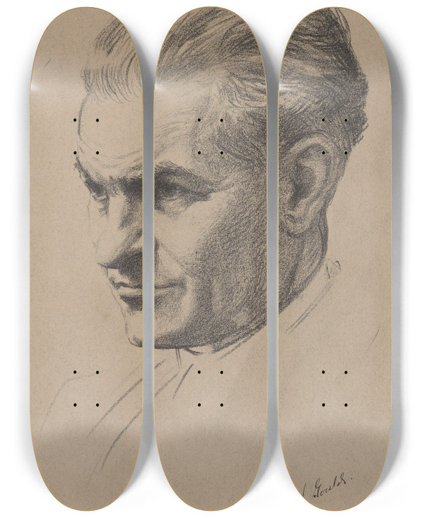 Triptych art skateboard deck of Albert Sterner Harold W Gould by Albert Sterner (1863-1946)