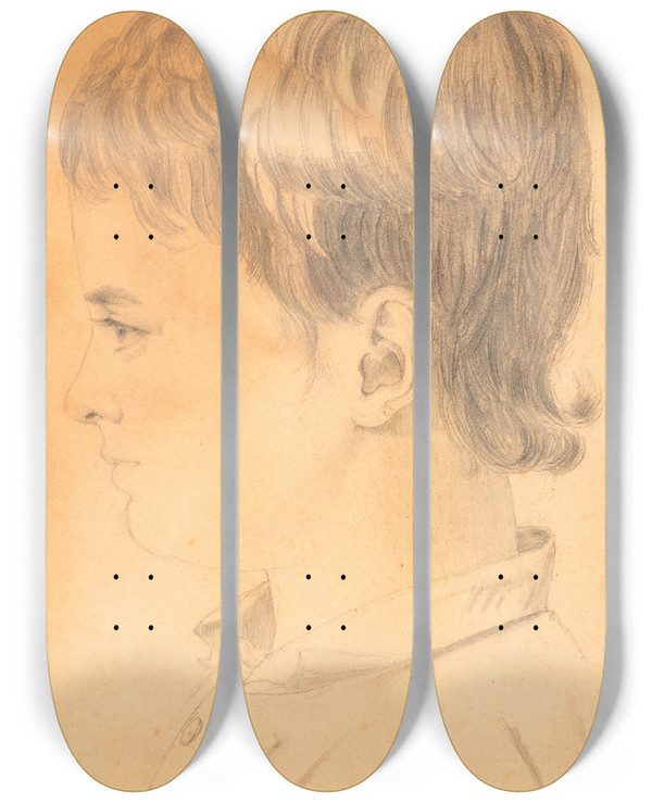 Triptych art skateboard deck of Johanne Vilhelmine Bissen Portrait Of Alfred Hage by Johanne Vilhelmine Bissen (18-)