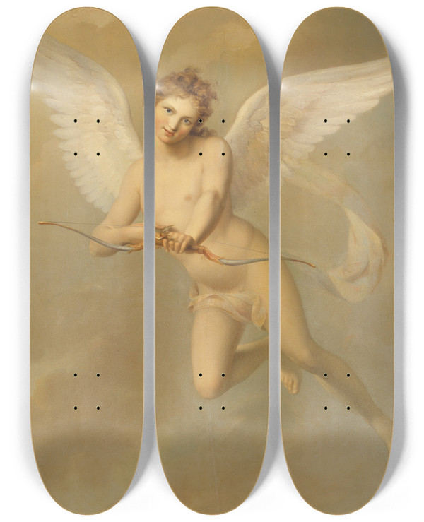 Triptych art skateboard deck of Fredric Westin Cupid by Fredric Westin (1782-1862)