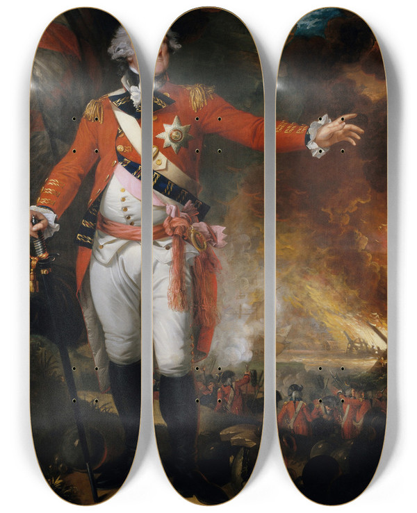 Triptych art skateboard deck of Mather Brown General George Eliott by Mather Brown (1761-1831)