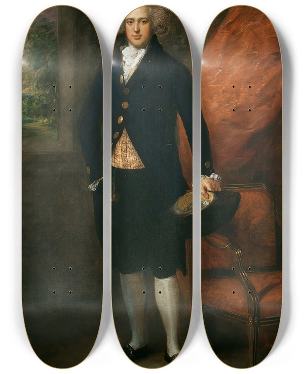 Triptych art skateboard deck of Thomas Gainsborough Portrait Of John Langston Esquire Of Sarsden by Thomas Gainsborough (1727-1788)