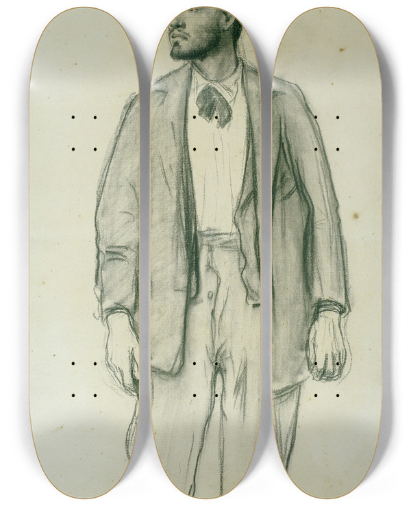 Triptych art skateboard deck of Santiago Rusiol Portrait Of Carles Mani by Santiago Rusinol (1861-1931)