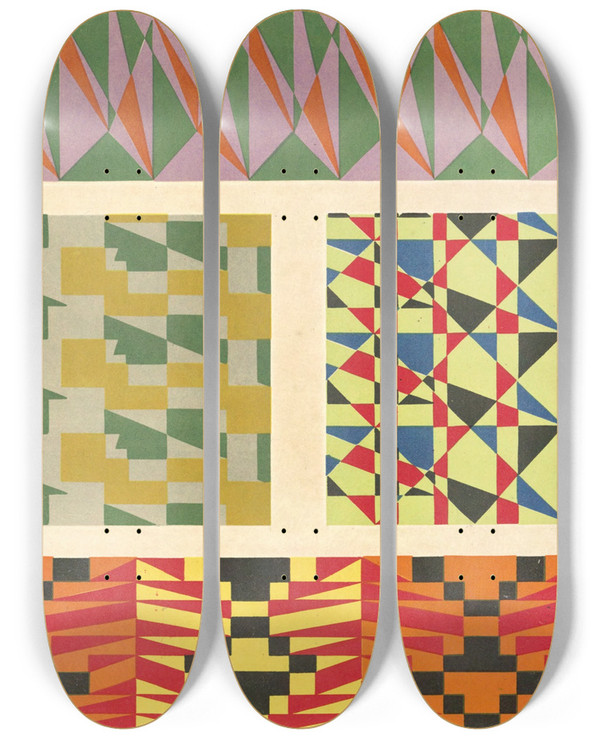 Triptych art skateboard deck of Mizuki Heitaro Abstract Pattern Portfolio Pl22 by Mizuki Heitaro (20-)