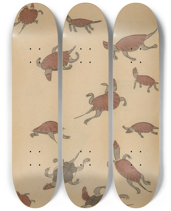 Triptych art skateboard deck of Masayoshi Kitao Choju Ryakugashiki Pl38 by Kitao Masayoshi (1764-1824)