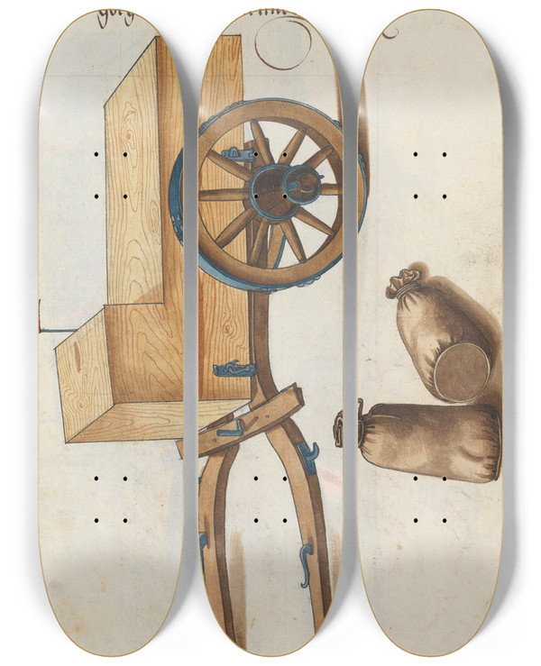 Triptych art skateboard deck of Jorg Kolderer Maximiliani Konig Zeughauss Pl31 by Jorg Kolderer (1465-1540)