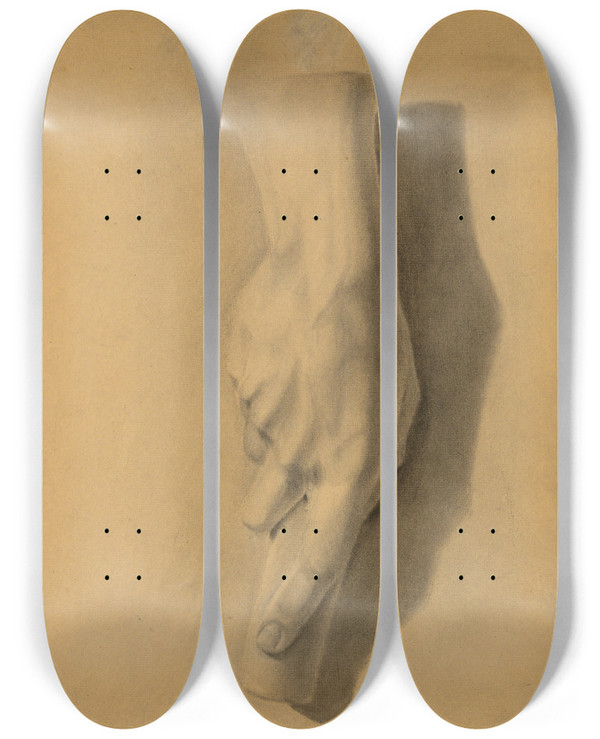 Triptych art skateboard deck of William Fowler Hopson Academicstudy_1 by William Fowler Hopson (1849-1935)