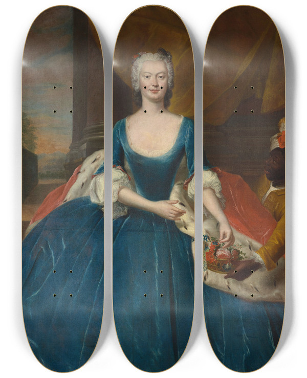 Triptych art skateboard deck of Jakub Wessel Portrait Of Magdalena Radziwi Ne Czapska by Jakub Wessel (1710-1780)