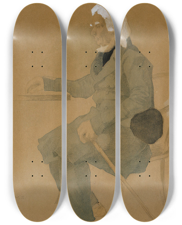 Triptych art skateboard deck of Helene Schjerfbeck Harjun Paavo Lyttymki by Helene Schjerfbeck (1862-1946)