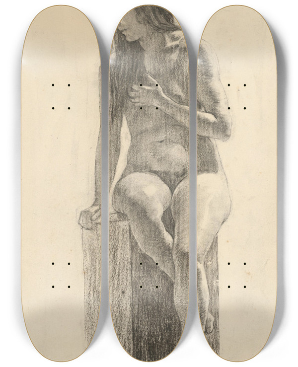 Triptych art skateboard deck of Kos Aranyossy Tdia Sediaceho Enskho Aktu_2 by kos Aranyossy
