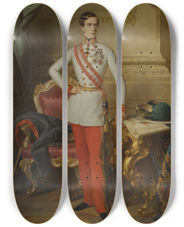 Triptych art skateboard deck of Anton Einsle Emperor Franz Joseph I by Anton Einsle (1801-1871)