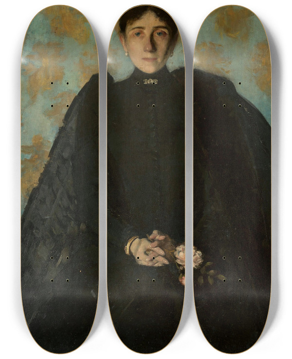 Triptych art skateboard deck of Olga Boznanska Portrait Of A Woman_5 by Olga Boznanska (1865-1940)