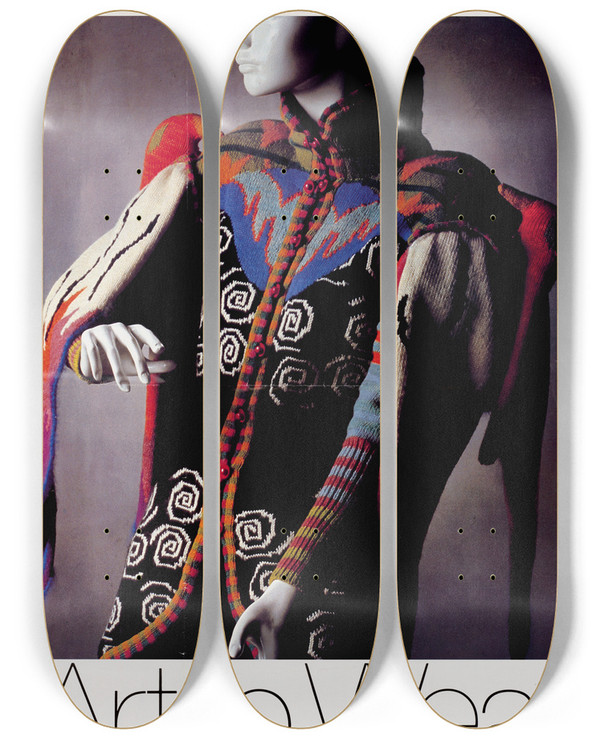 Triptych art skateboard deck of Us Information Agency Art To Wear by U S Information Agency (1953-1999)