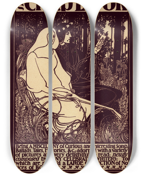 Triptych art skateboard deck of Will Bradley The Chapbook_1 by Will Bradley (1868-1962)
