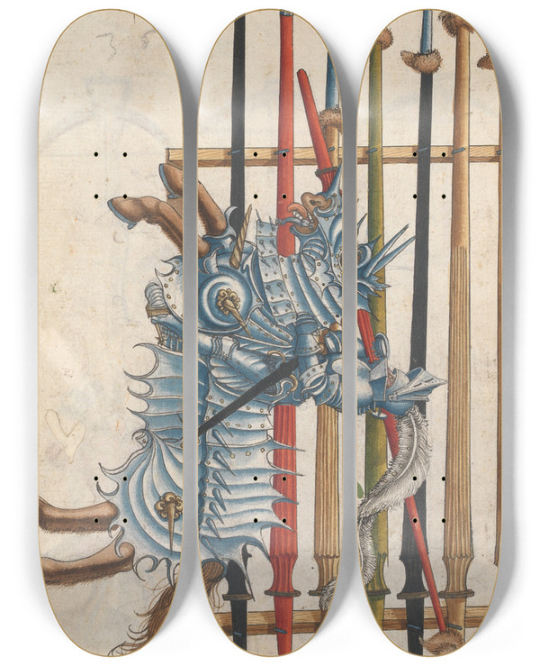 Triptych art skateboard deck of Jorg Kolderer Maximiliani Konig Zeughauss Pl56 by Jorg Kolderer (1465-1540)