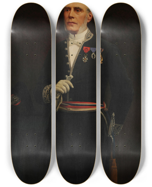 Triptych art skateboard deck of Basile Lemeunier Simon Dauphinot Maire De Reims by Basile Lemeunier (1852-1922)