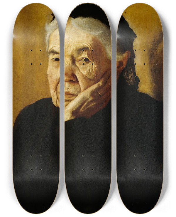 Triptych art skateboard deck of Hugo Simberg The Artists Aunt by Hugo Simberg (1873-1917)