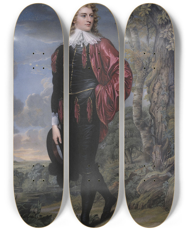 Triptych art skateboard deck of Henry Bone Fulllength Portrait Of Henryphilip Hope by Henry Bone (1755-1834)