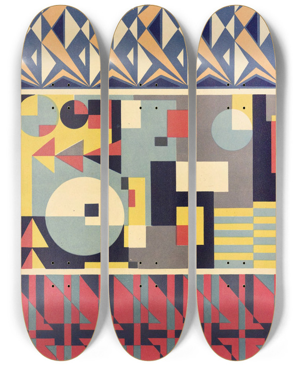 Triptych art skateboard deck of Mizuki Heitaro Abstract Pattern Portfolio Pl10 by Mizuki Heitaro (20-)