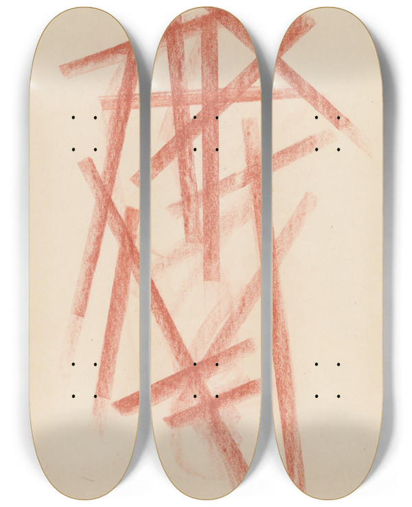 Triptych art skateboard deck of Alexander Rodchenko Linearcomposition by Alexander Rodchenko (1891-1956)
