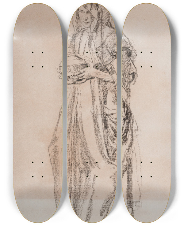 Triptych art skateboard deck of Jzef Mehoffer W Maria Magdalena Jasna by Jozef Mehoffer (1869-1946)