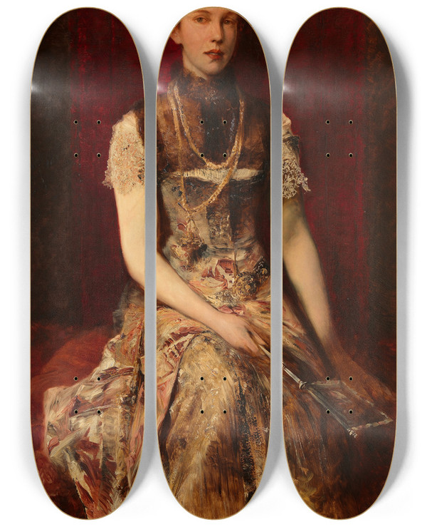 Triptych art skateboard deck of Hans Makart Dora Fourniergabillon by Hans Makart (1840-1884)