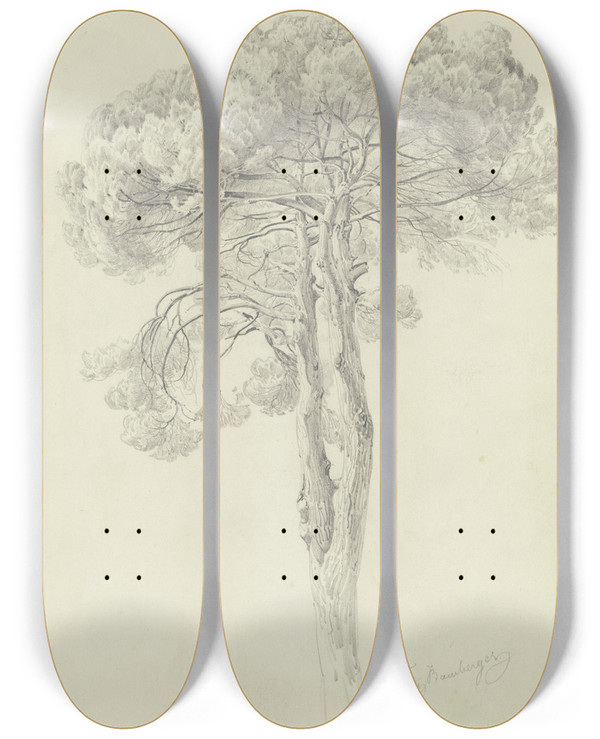 Triptych art skateboard deck of Fritz Bamberger A Pine by Fritz Bamberger (1814-1873)