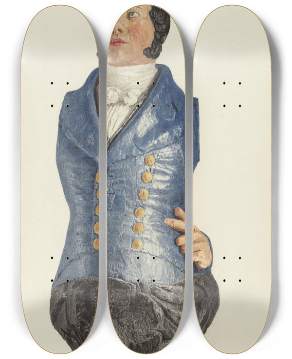Triptych art skateboard deck of Marian Page Ships Figurehead by Marian Page