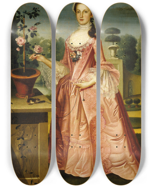 Triptych art skateboard deck of William Williams Deborah Hall by William Williams (1727-1791)