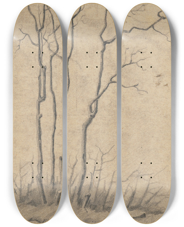 Triptych art skateboard deck of Zolo Palugyay Tdia Stromov_2 by Zolo Palugyay (1898-1935)