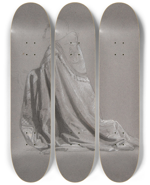 Triptych art skateboard deck of Isidore Pils Bishop by Isidore Pils (1815-1875)