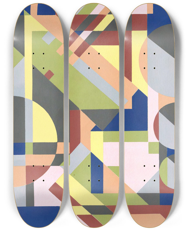 Triptych art skateboard deck of Mizuki Heitaro Abstract Pattern Portfolio Pl26 by Mizuki Heitaro (20-)