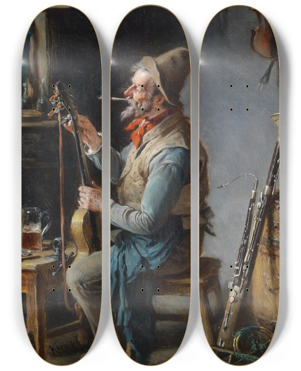 Triptych art skateboard deck of Hermann Kern Ganz Bei Der Sache by Hermann Kern (1838-1912)