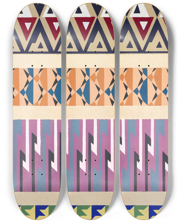 Triptych art skateboard deck of Mizuki Heitaro Abstract Pattern Portfolio Pl30 by Mizuki Heitaro (20-)