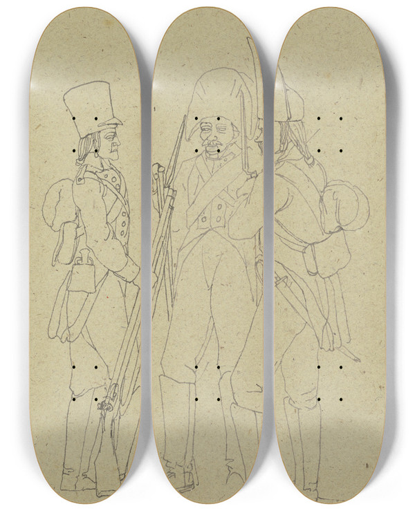Triptych art skateboard deck of Franz Pforr Russian Infantry by Franz Pforr (1788-1812)