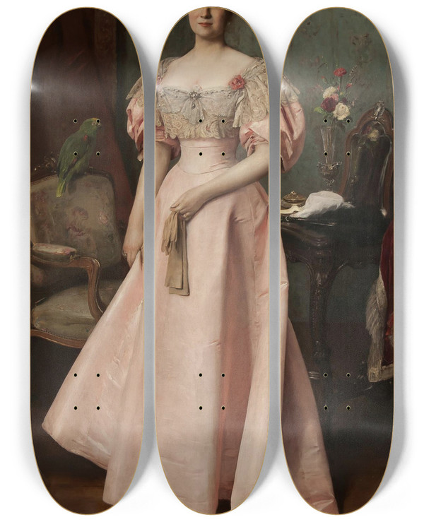Triptych art skateboard deck of Vclav Brok Portrait Of Countess Maria Antonie Sylvataroucca by Vaclav Brozik (1851-1901)