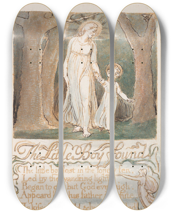 Triptych art skateboard deck of William Blake Pl 13 The Little Boy Found by William Blake (1757-1827)