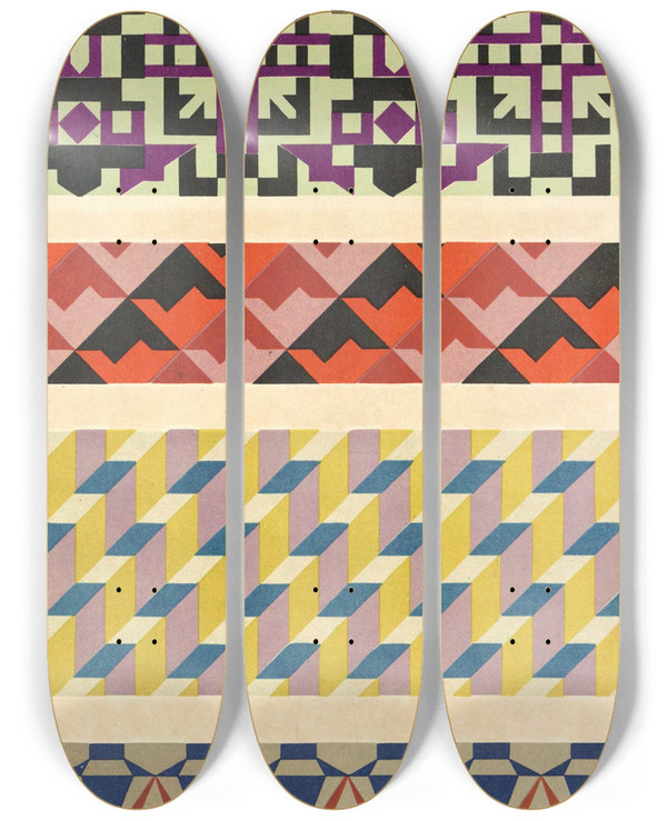 Triptych art skateboard deck of Mizuki Heitaro Abstract Pattern Portfolio Pl17 by Mizuki Heitaro (20-)