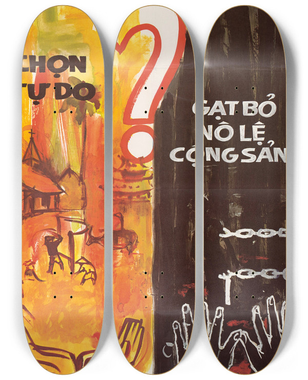 Triptych art skateboard deck of Us Information Agency Choose Freedom by U S Information Agency (1953-1999)
