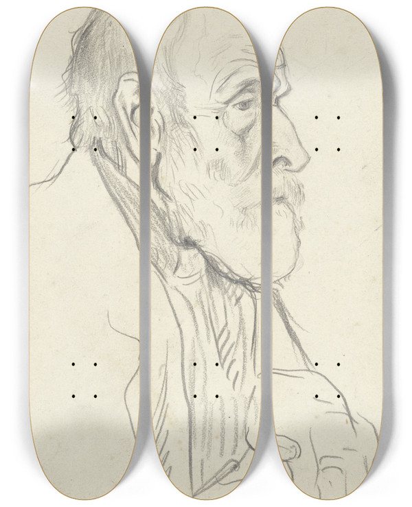 Triptych art skateboard deck of Richard Nicolas Roland Holst Kop Van Een Oude Man Van Opzij by Richard Nicolaus Roland Holst (1868-1938)