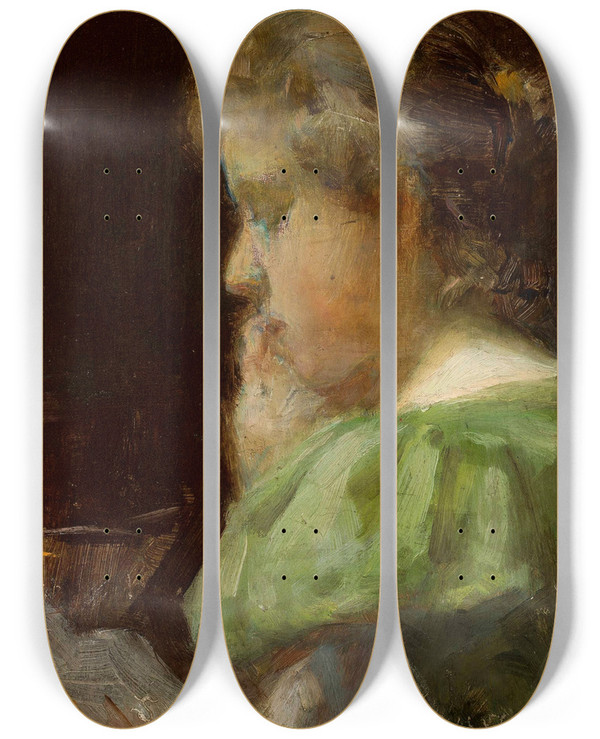 Triptych art skateboard deck of Wadysaw Lewiski Portrait Of A Woman by Wadysaw lewiski (1854-1918)