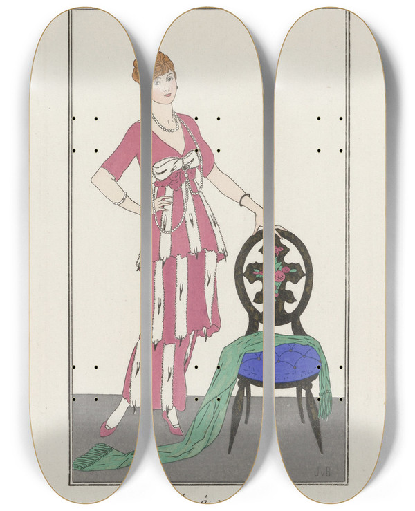 Triptych art skateboard deck of Jan Van Brock Robe Volants_2 by Jan Van Brock (19-20-)