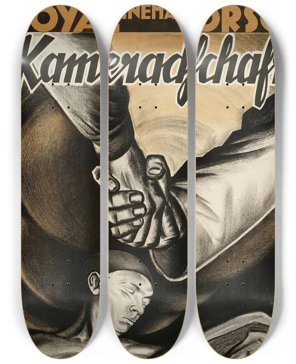 Triptych art skateboard deck of Meijer Bleekrode Kamaradschaft by Meijer Bleekrode (1896-1943)