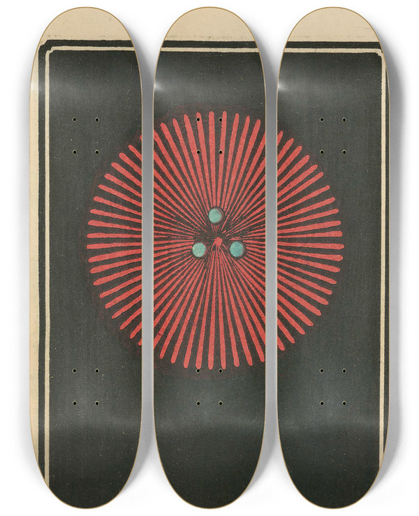 Triptych art skateboard deck of Jinta Hirayama Night Fireworks No 19 by Jinta Hirayama (19-)